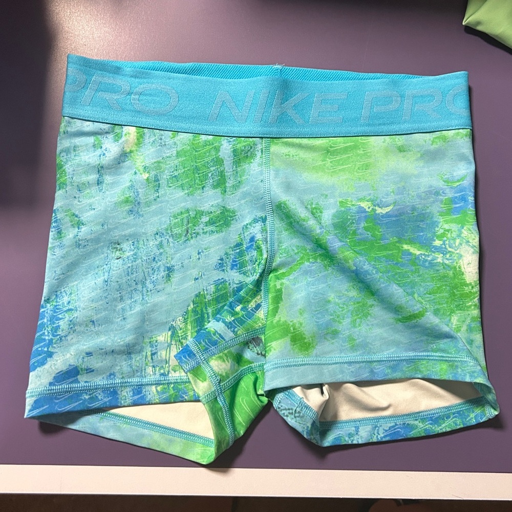 Nike Pro Aqua and Lime Shorts